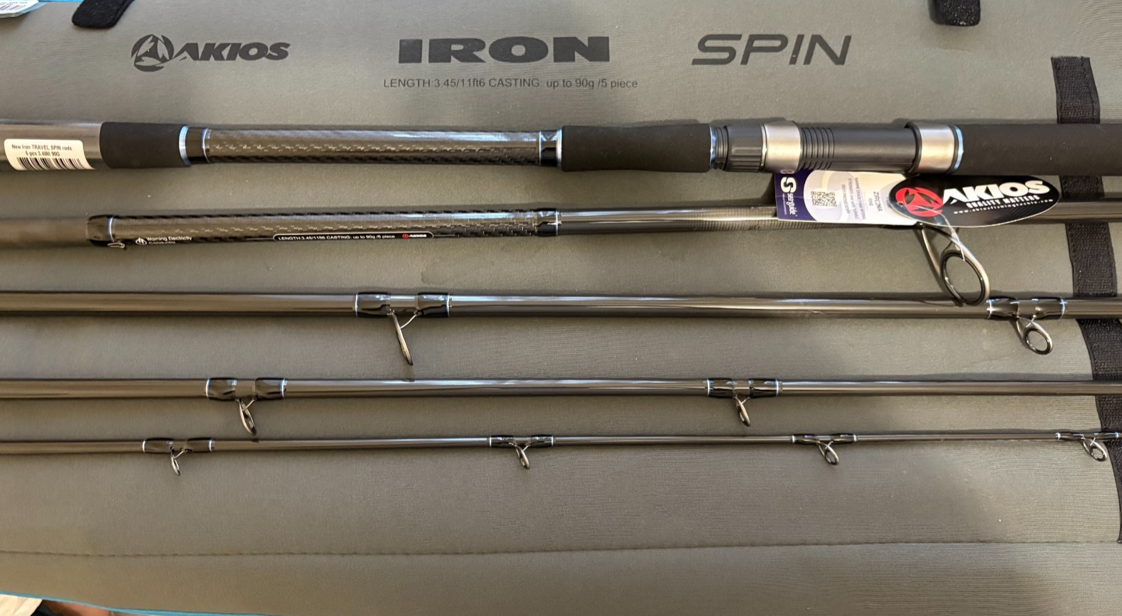 Akios IRONSPIN Long Cast 5 Piece Travel Lure Rod 90g 11FT 6" Quick Delivery