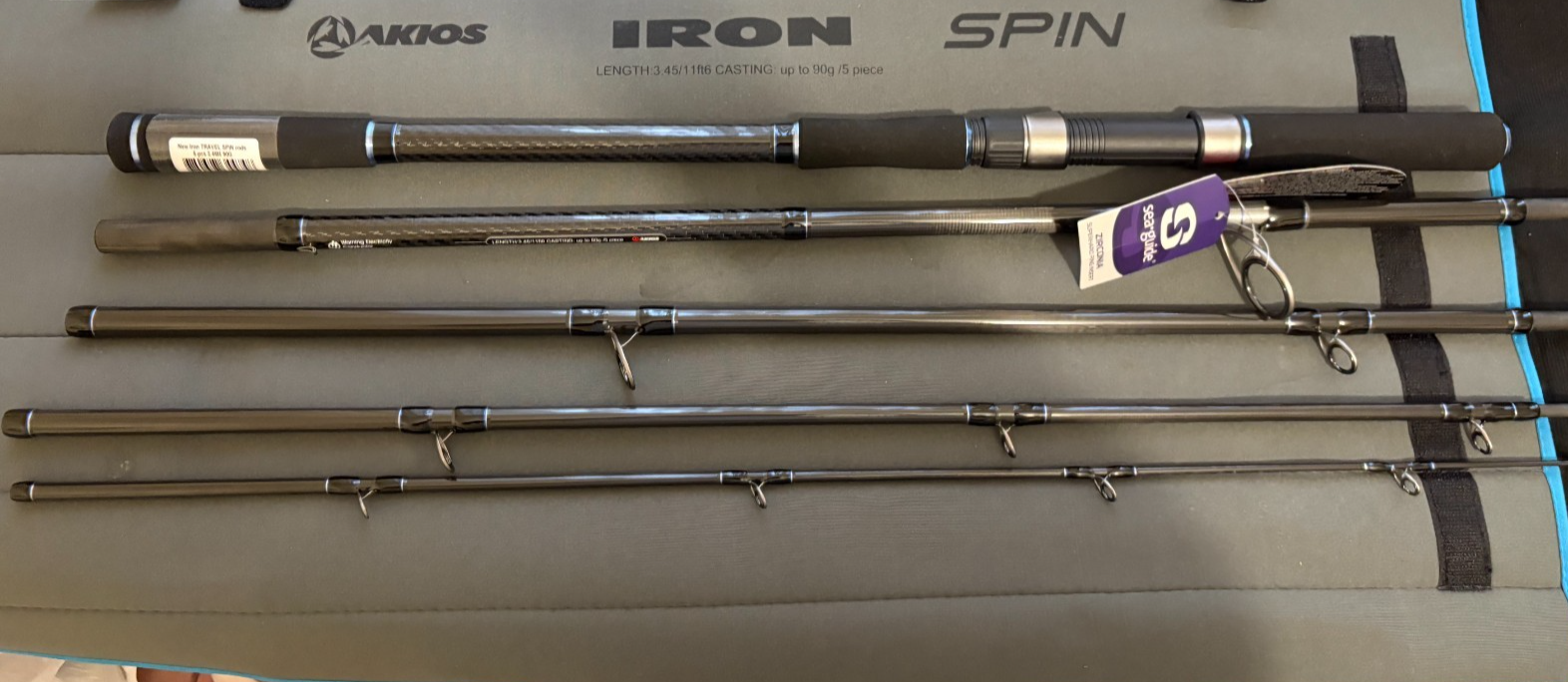 Akios IRONSPIN Long Cast 5 Piece Travel Lure Rod 90g 11FT 6" Quick Delivery