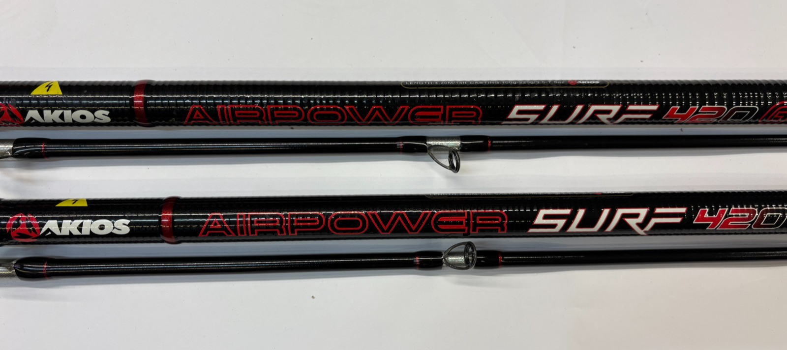 2x Pair AKIOS Airpower Surf 420 GTR 14ft 3-8oz Mint Sea Fishing Rod Quick Delive