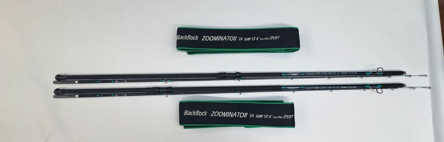 2x Pair Blackrock Zoominator 2G Surf 13ft 6" 3/6oz Sport Brand Sea Fishing Rod