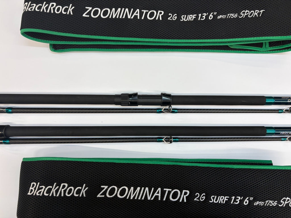 2x Pair Blackrock Zoominator 2G Surf 13ft 6" 3/6oz Sport Brand Sea Fishing Rod