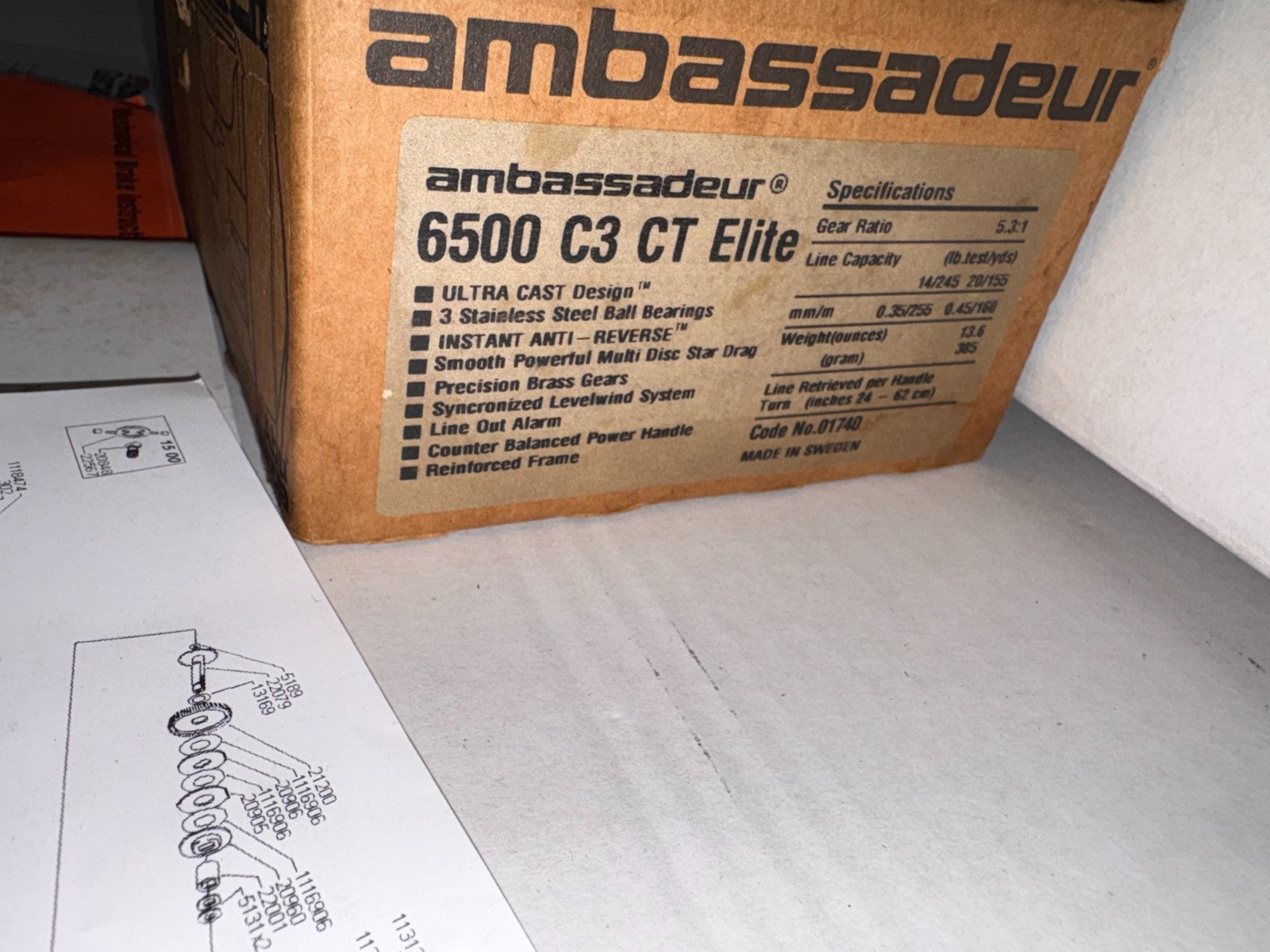 Abu Garcia Ambassadeur 6500 C3 CT  SEA Fishing SWEDEN G Reel Good Quick Delivery