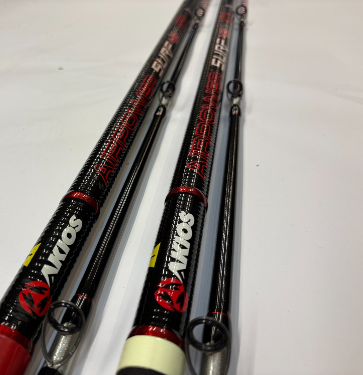 2x Pair AKIOS Airpower Surf 420 GTR 14ft 3-8oz Mint Sea Fishing Rod Quick Delive