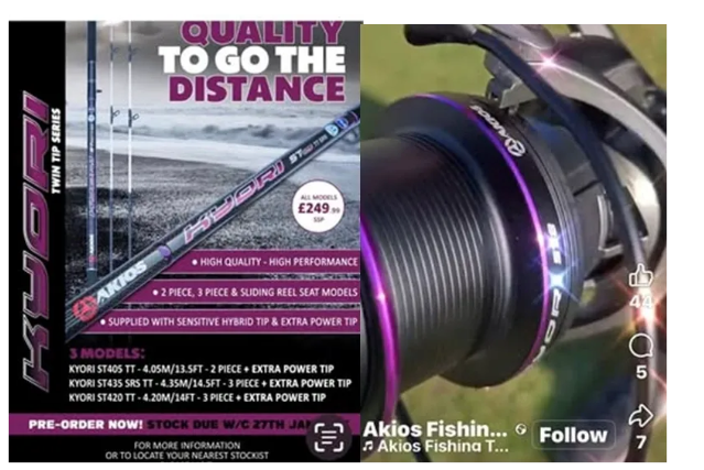 Akios Kyori ST435 SRS TT + Akios Kyori Reel Combo Sea Fishing New Quick Delivery