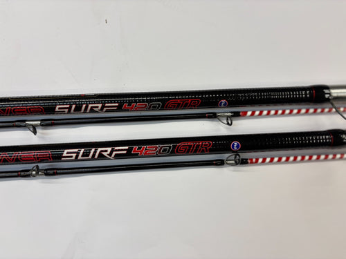 2x Pair AKIOS Airpower Surf 420 GTR 14ft 3-8oz Mint Sea Fishing Rod Quick Delive