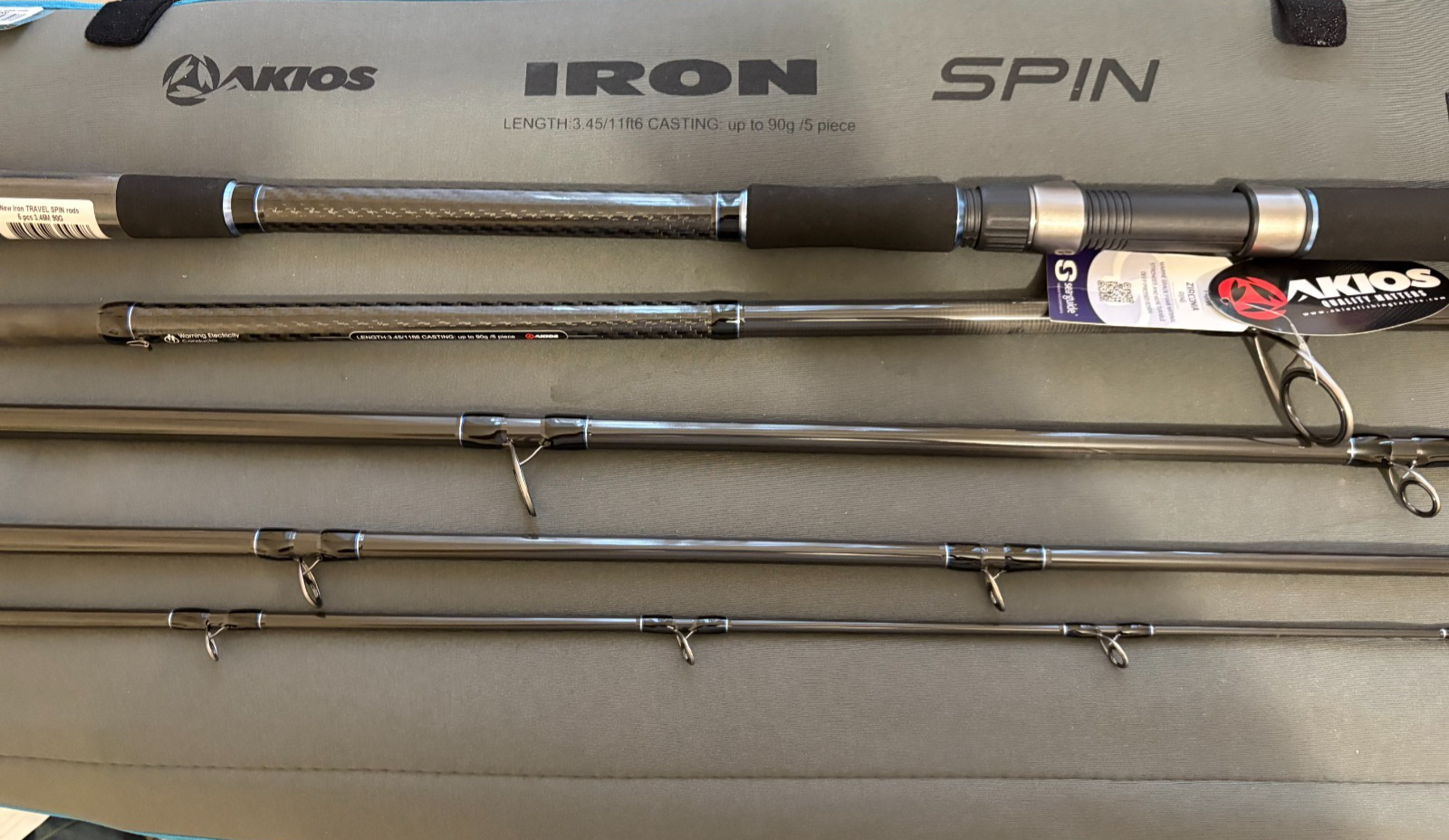 Akios IRONSPIN Long Cast 5 Piece Travel Lure Rod 90g 11FT 6" Quick Delivery